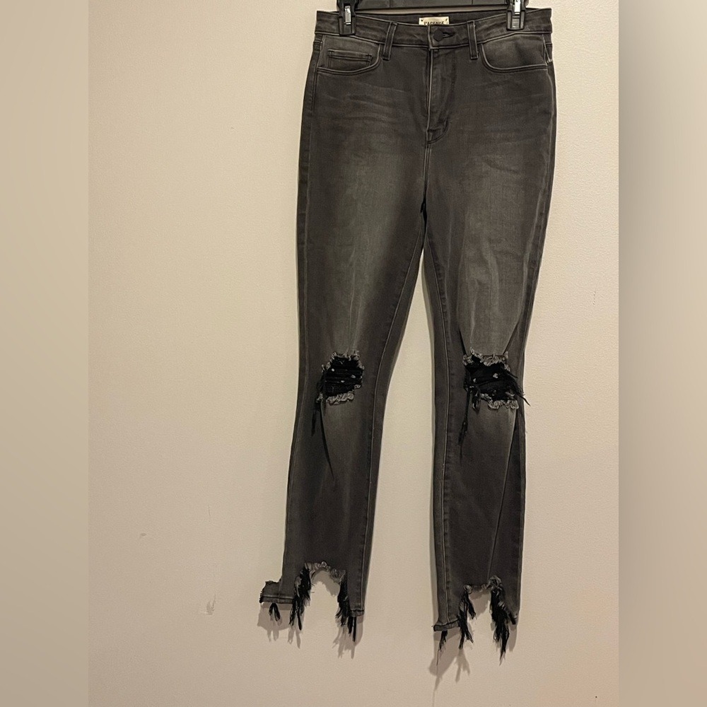 L'AGENCE Charcoal Distressed Skinny Jeans